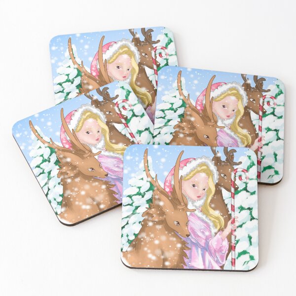 Item preview, Girl with christmas deers designed and sold by "mariadreamart".