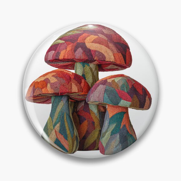 Item preview, Colorful Embroidered Style Mushrooms - Textured Boho Fungi Art designed and sold by skibreck.