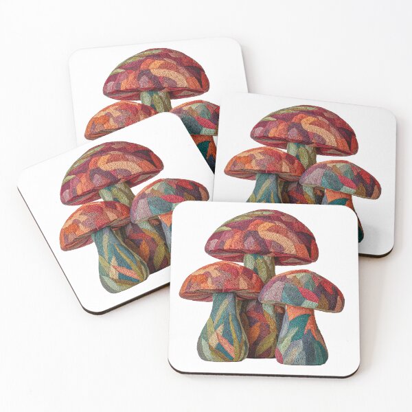 Item preview, Colorful Embroidered Style Mushrooms - Textured Boho Fungi Art designed and sold by skibreck.