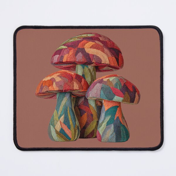 Item preview, Colorful Embroidered Style Mushrooms - Textured Boho Fungi Art designed and sold by skibreck.