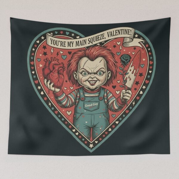 Item preview, Chucky Main Squeeze - Horror Valentine Tattoo designed and sold by Art's Diner.