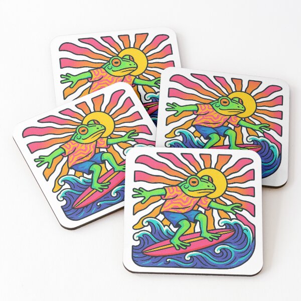 Item preview, Psychedelic Surfing Frog Under Sunset designed and sold by chromatalove.