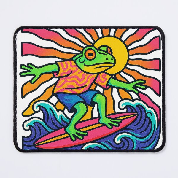 Item preview, Psychedelic Surfing Frog Under Sunset designed and sold by chromatalove.