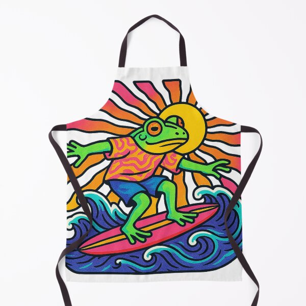 Item preview, Psychedelic Surfing Frog Under Sunset designed and sold by chromatalove.
