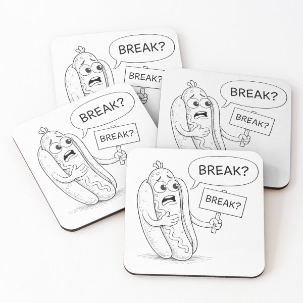 Item preview, Break?” Funny Hot Dog Cartoon – Burnout Work Break Meme, Office Humor Line Art designed and sold by ComedyInkFactor.