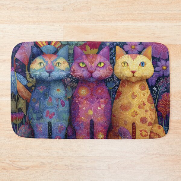 Item preview, Vibrant Trio of Whimsical Patterned Cats designed and sold by Daisy Doodles.