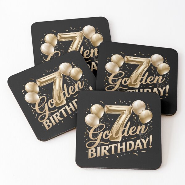 Item preview, 7th Golden Birthday Balloons 7 Year Old B-day designed and sold by MarryIsMonth.