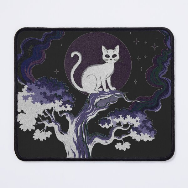Item preview, Ethereal Goth Cat – Moonlit Purple Anime Kitty and Mystic Tree designed and sold by AldenTees.