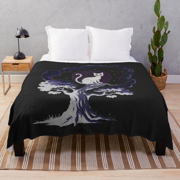 Item preview, Ethereal Goth Cat – Moonlit Purple Anime Kitty and Mystic Tree designed and sold by AldenTees.