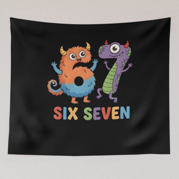 Item preview, Six Seven Monster Characters – Funny Cartoon Design designed and sold by CalmDownZone ⭐️⭐️⭐️⭐️⭐️.