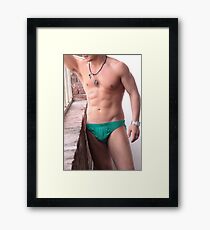 Green trunks Framed Print
