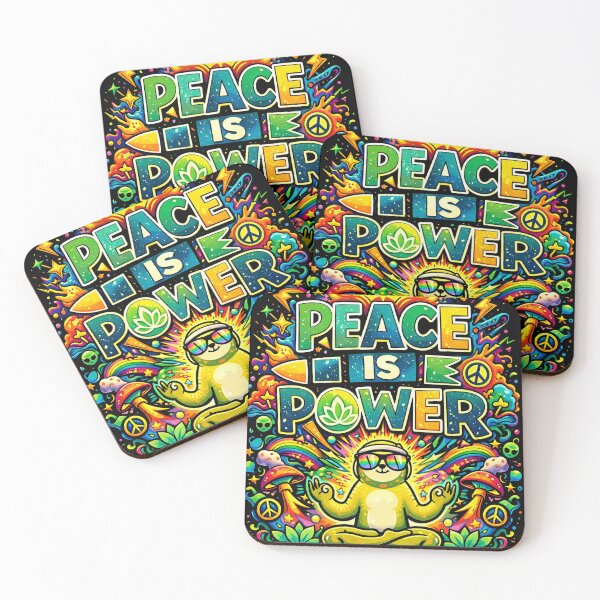 Item preview, Peace Is Power Psychedelic Zen Sloth – Calm Energy With Chaotic Colors designed and sold by InkSpireSport.