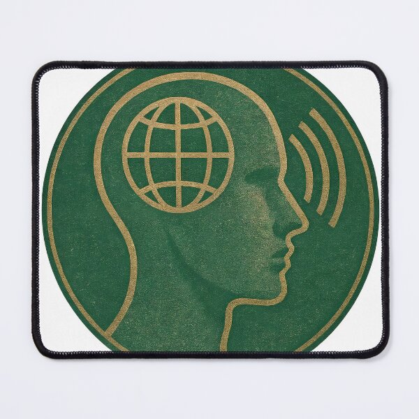 Item preview, Gold line coin emblem with profile, globe grid, and signal waves designed and sold by Creative88Art.