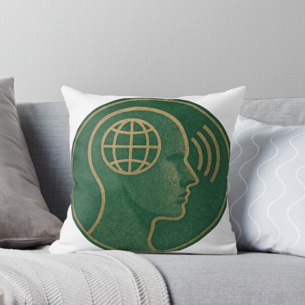 Item preview, Gold line coin emblem with profile, globe grid, and signal waves designed and sold by Creative88Art.