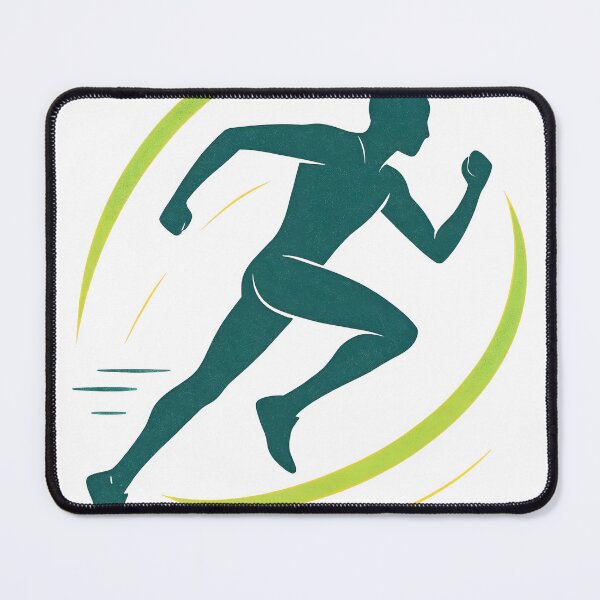 Item preview, Teal sprinter silhouette with lime arcs on black, motion and speed designed and sold by Creative88Art.