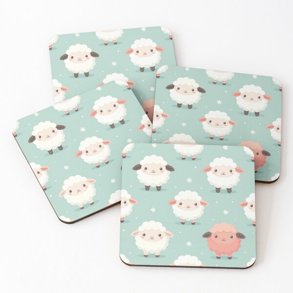 Item preview, Kawaii Lamb Seamless Pattern – Cute Sheep & Daisies on Mint designed and sold by CreativeGarage.