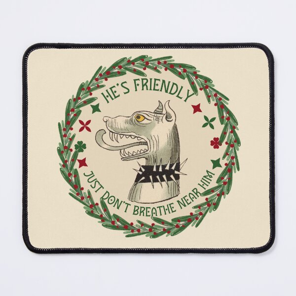 Item preview, He is friendly Dog Owner badge Spiked Collar Christmas designed and sold by mooncakekaro.