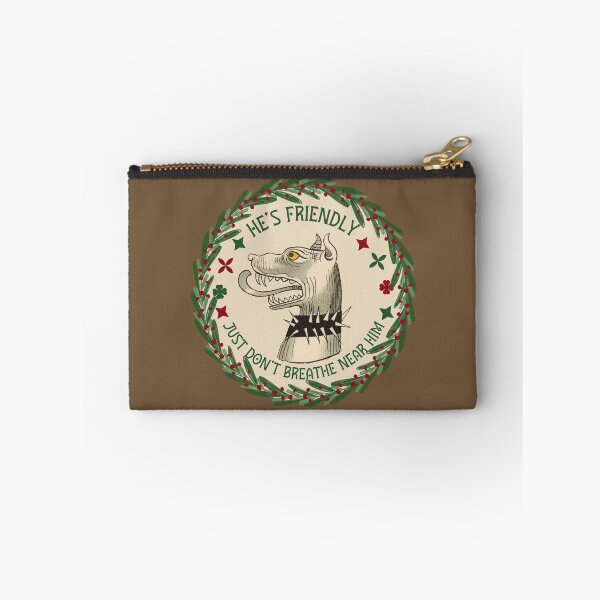 Item preview, He is friendly Dog Owner badge Spiked Collar Christmas designed and sold by mooncakekaro.