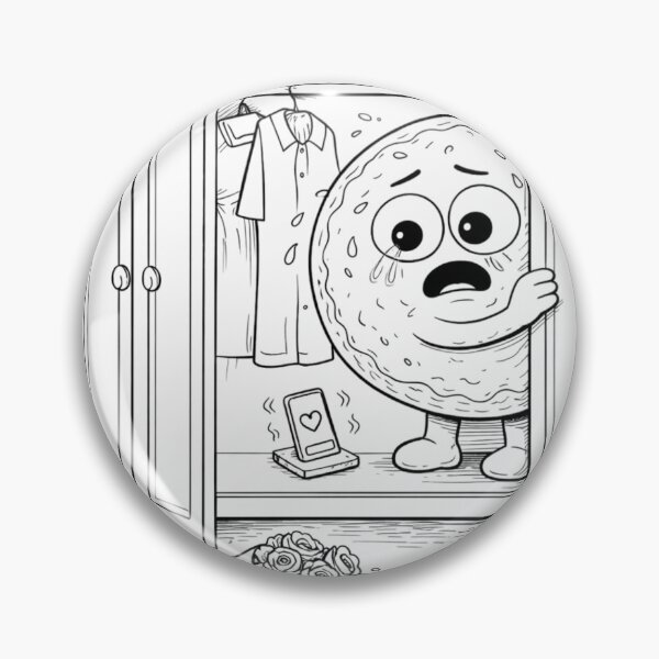 Item preview, Waiting for a Message” Sad Donut Cartoon – Dating Anxiety, Ghosting Humor Line Art designed and sold by ComedyInkFactor.