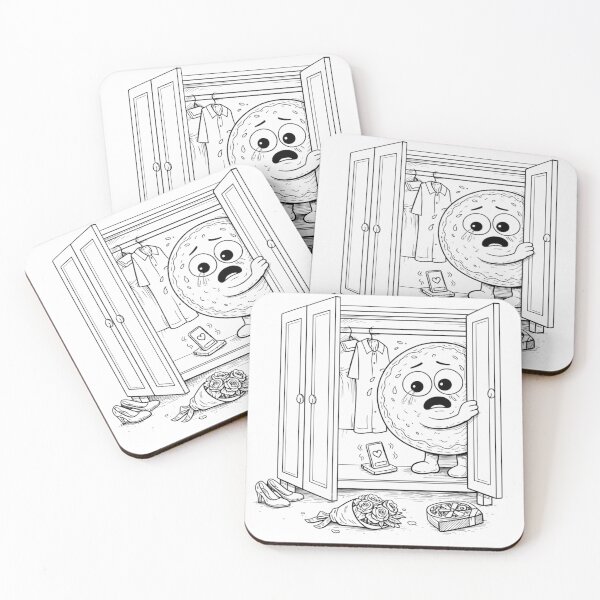 Item preview, Waiting for a Message” Sad Donut Cartoon – Dating Anxiety, Ghosting Humor Line Art designed and sold by ComedyInkFactor.