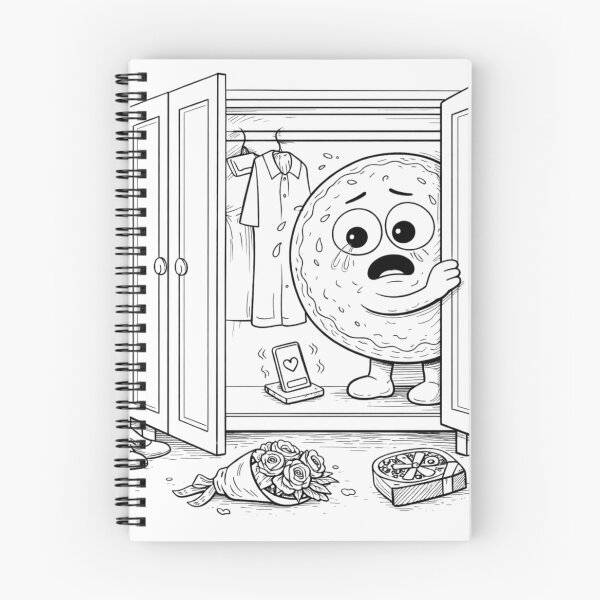Item preview, Waiting for a Message” Sad Donut Cartoon – Dating Anxiety, Ghosting Humor Line Art designed and sold by ComedyInkFactor.