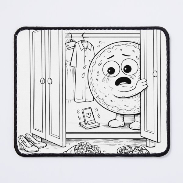 Item preview, Waiting for a Message” Sad Donut Cartoon – Dating Anxiety, Ghosting Humor Line Art designed and sold by ComedyInkFactor.