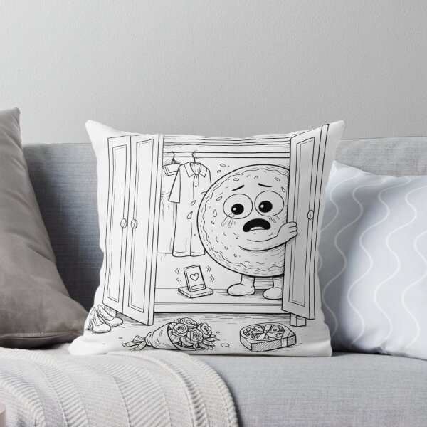 Item preview, Waiting for a Message” Sad Donut Cartoon – Dating Anxiety, Ghosting Humor Line Art designed and sold by ComedyInkFactor.