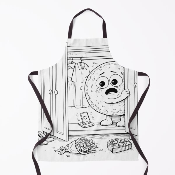 Item preview, Waiting for a Message” Sad Donut Cartoon – Dating Anxiety, Ghosting Humor Line Art designed and sold by ComedyInkFactor.