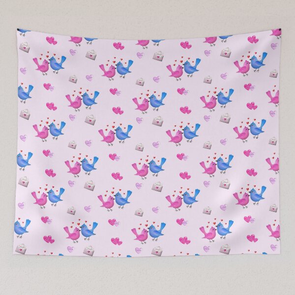 Item preview, Cute Love Birds with Hearts – Valentine Seamless Pattern designed and sold by LiudmylaMaika.