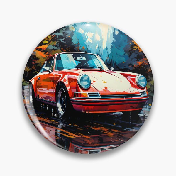 Item preview, Classic Red Sports Car Parked On Wet Autumn Forest Road designed and sold by RevUpDesign.