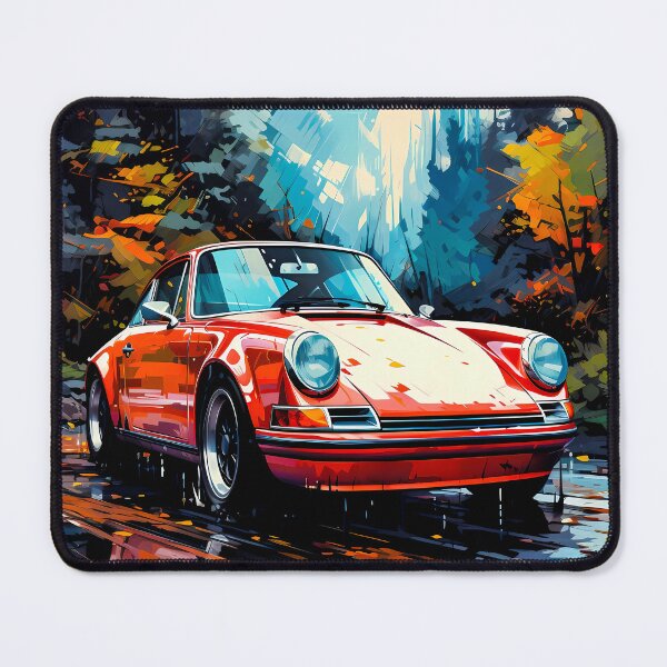 Item preview, Classic Red Sports Car Parked On Wet Autumn Forest Road designed and sold by RevUpDesign.