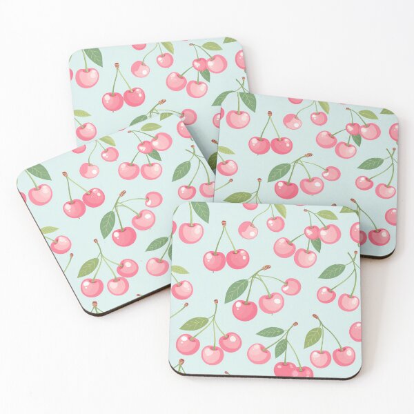 Item preview, Cherry Seamless Pattern – Cute Pink Cherries on Mint designed and sold by CreativeGarage.