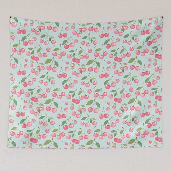 Item preview, Cherry Seamless Pattern – Cute Pink Cherries on Mint designed and sold by CreativeGarage.