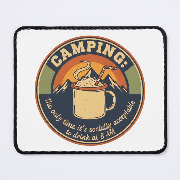 Item preview, Camping drinking toast – Retro outdoor design with mountains and mug designed and sold by Fuechse.