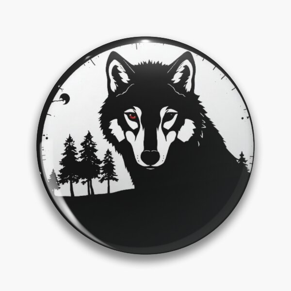 Artikelvorschau, Wolf mit rotem Auge – Dunkle, minimalistische Wolfsillustration entworfen und verkauft von Sparkofart07.