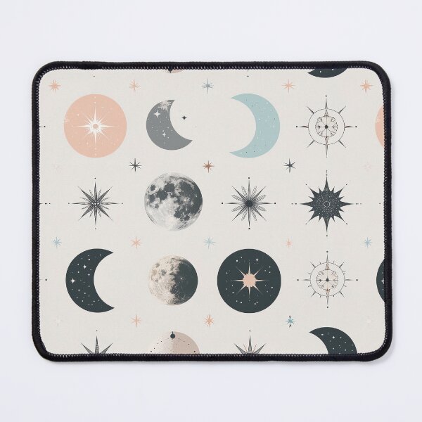 Item preview, Boho Celestial Seamless Pattern – Minimal Moons, Stars & Planets (Neutral) designed and sold by Blinkwater Designs.