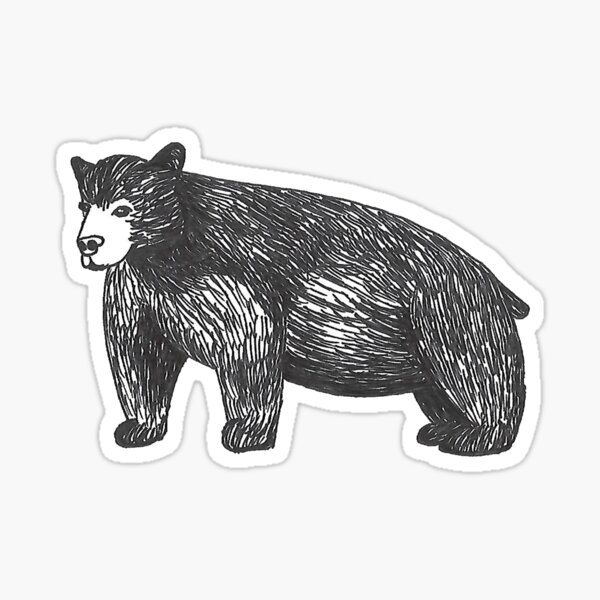 Hand-drawn Monochrome Black Bear Sticker