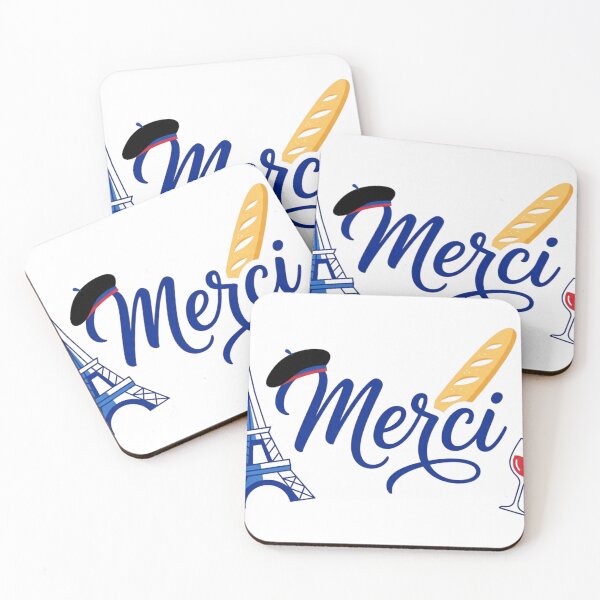 Item preview, Merci Paris – French Aesthetic Illustration with Eiffel Tower, Wine & Baguette designed and sold by Mirosi-S.