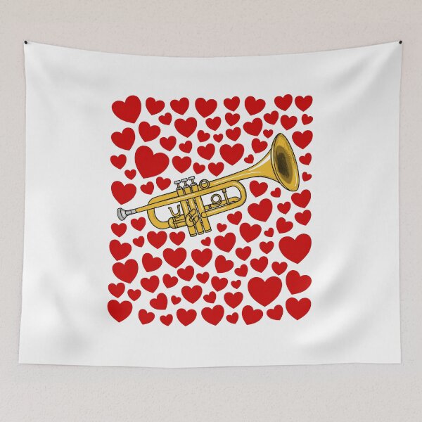 Item preview, Trumpet With Hearts, Valentines Trumpeter Brass Musician Wedding designed and sold by doodlerob.