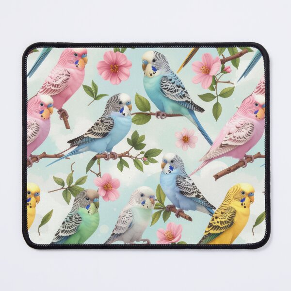 Item preview, Pastel Budgie Seamless Pattern – Cute Parakeets & Blossoms designed and sold by Blinkwater Designs.
