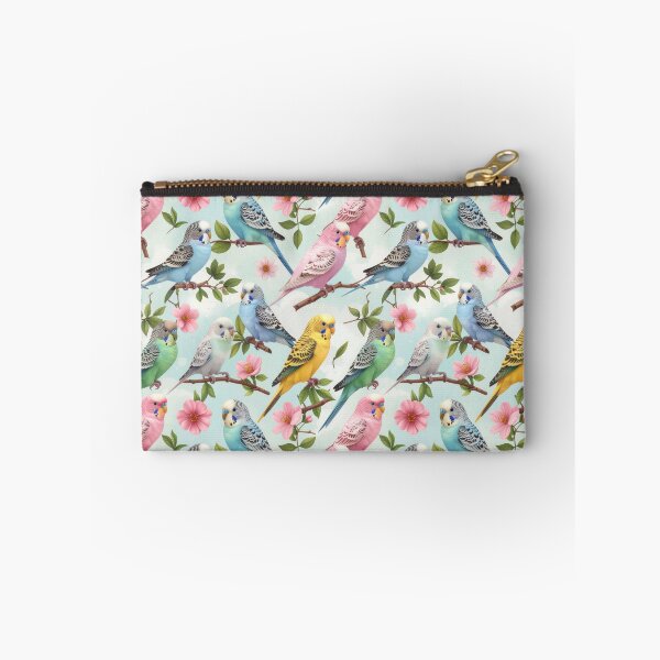 Item preview, Pastel Budgie Seamless Pattern – Cute Parakeets & Blossoms designed and sold by CreativeGarage.