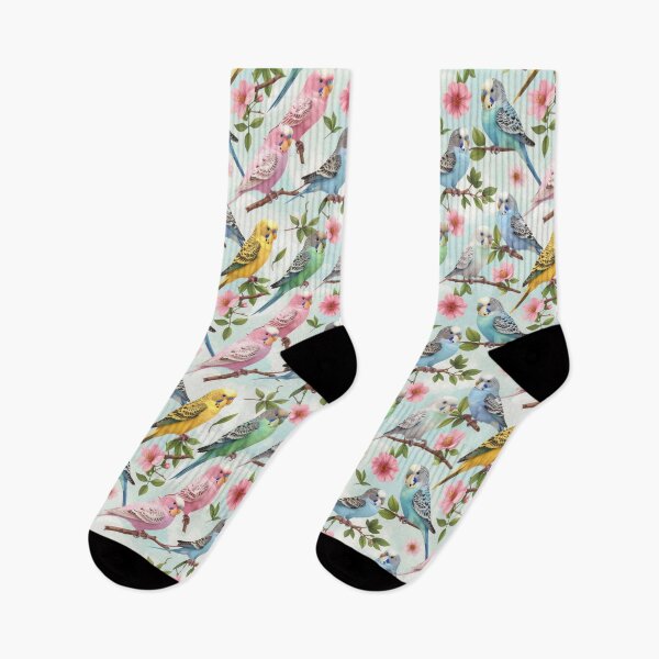 Item preview, Pastel Budgie Seamless Pattern – Cute Parakeets & Blossoms designed and sold by Blinkwater Designs.