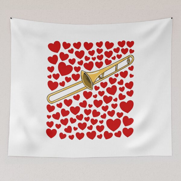 Item preview, Trombone With Hearts, Valentines Trombonist Brass Musician Wedding designed and sold by doodlerob.