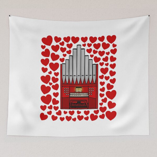 Item preview, Church Organ With Hearts, Valentines Organist Musician Wedding designed and sold by doodlerob.