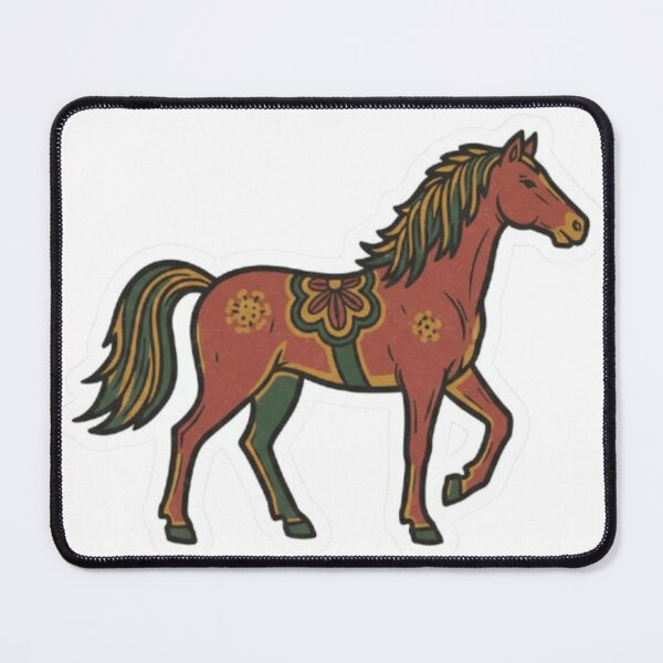 Item preview, Folk Art Horse Illustration – Vintage Scandinavian Style Animal Sticker designed and sold by abdelski.
