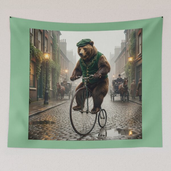 Item preview, Bear Rides a Penny Farthing Bicycle in London designed and sold by Tridentulus.