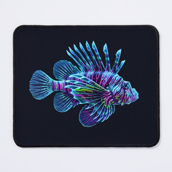 Item preview, Electric Neon Lionfish Cyberpunk Sea Creature designed and sold by MarCinu Art.