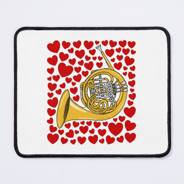 Item preview, French Horn With Hearts, Valentines Brass Musician Wedding designed and sold by doodlerob.