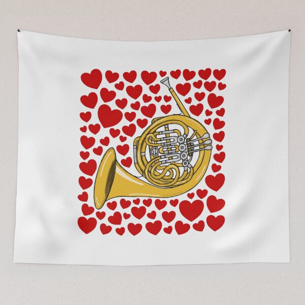 Item preview, French Horn With Hearts, Valentines Brass Musician Wedding designed and sold by doodlerob.