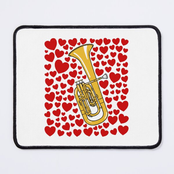 Item preview, Tenor Horn With Hearts, Valentines Brass Musician Wedding designed and sold by doodlerob.